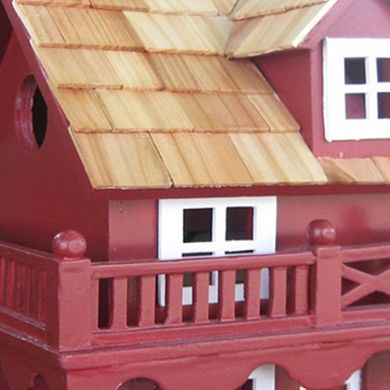 Outdoor Red Birdhouse with Side Entry Hole and Removable Back for Cleaning, 10.25 inches H