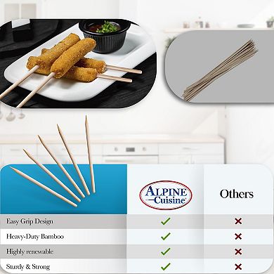 Alpine Cuisine Bamboo Corn Skewers 6-inch (50 Count) - Bbq Wooden Shish Kabob Skewers For Grilling