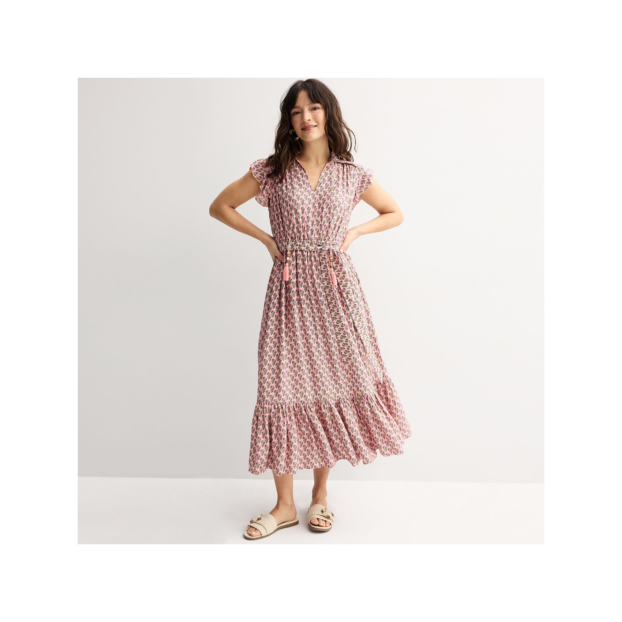 Womens Farmers Market Smocked Shoulder Dress, Size: Small, Pink Artisian B