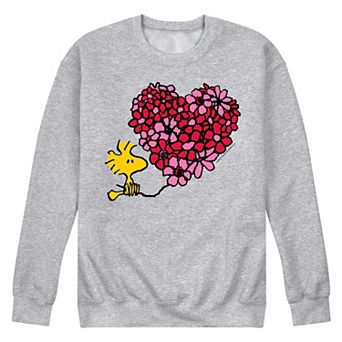 Men's Peanuts Woodstock Floral Heart Fleece Sweatshirt