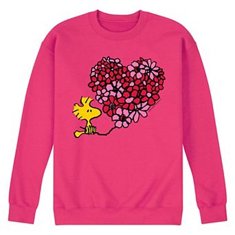 Men's Peanuts Woodstock Floral Heart Fleece Sweatshirt