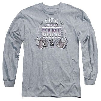 Tom And Jerry Life Is A Game Long Sleeve Adult T-shirt