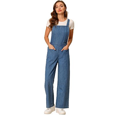 Women s Denim Overall Jeans Elastic Waist Jumpsuits