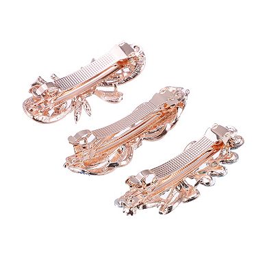 3 Pcs Women's Sparkly Rhinestone Hair Clip Barrettes