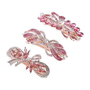 3 pc Women's Sparkly Rhinestone Hair Clip Barrettes
