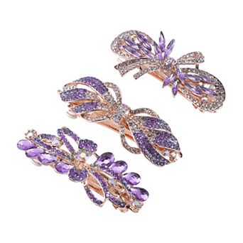 3 pc Women's Sparkly Rhinestone Hair Clip Barrettes