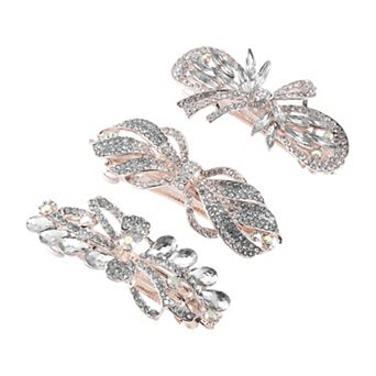 3 pc Women's Sparkly Rhinestone Hair Clip Barrettes
