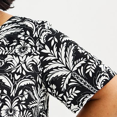 Plus Size Croft & Barrow Short Sleeve V-Neck Popover T-Shirt