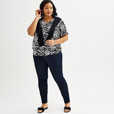 Plus Size Croft & Barrow Short Sleeve V-Neck Popover T-Shirt