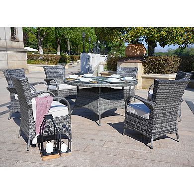 7-piece Wicker Outdoor Patio Dining Set With Cushion