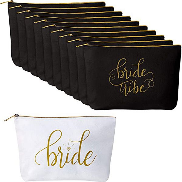 Women's Bride And Bride Tribe Canvas Makeup Bags (11 Piece Set)