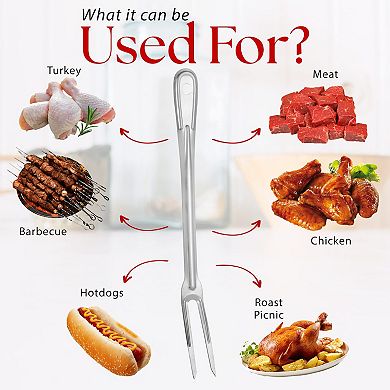 Alpine Cuisine Stainless Steel Carving Bbq Fork 13.5in With Comfortable Handle Cooking