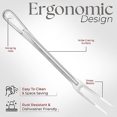 Alpine Cuisine Stainless Steel Carving Bbq Fork 13.5in With Comfortable Handle Cooking