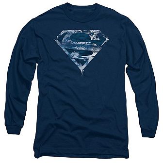Superman Water Shield Long Sleeve Adult T-shirt