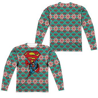 Superman Super Sweater Long Sleeve Adult Poly Crew T-shirt