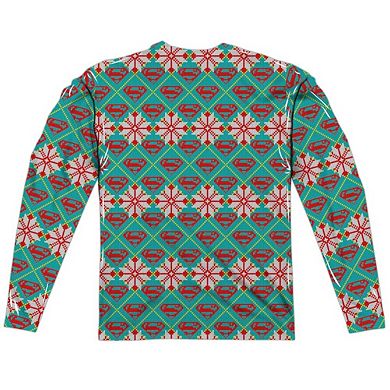 Superman Super Sweater Long Sleeve Adult Poly Crew T-shirt