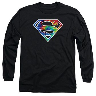 Superman Superman Tie Dye Logo Long Sleeve Adult T-shirt