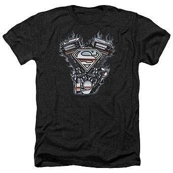 Superman V Twin Logo Adult Heather T-shirt