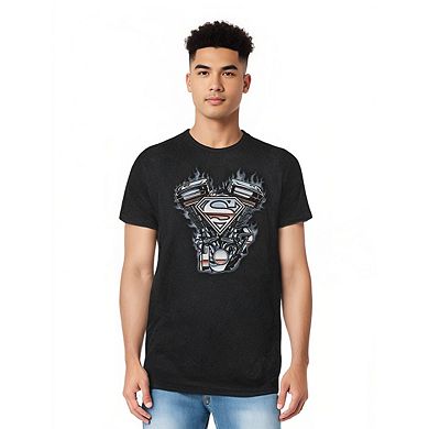 Superman V Twin Logo Adult Heather T-shirt