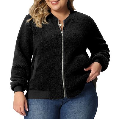 Plus size fluffy fleece jacket store