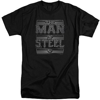 Superman Steel Text Short Sleeve Adult Tall T-shirt
