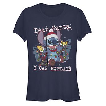 Disney's Lilo & Stitch Dear Santa, I Can Explain Stitch Juniors' Graphic Tee
