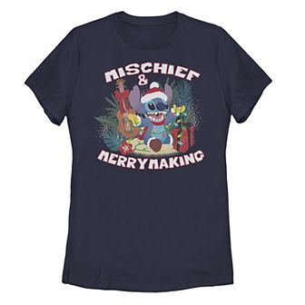 Disney's Lilo & Stitch Mischief And Merrymaking Stitch Juniors' Graphic Tee