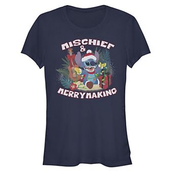 Disney's Lilo & Stitch Mischief And Merrymaking Stitch Juniors' Graphic Tee