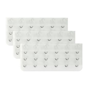 Women 3 Rows 6 Hooks Adjustable Brassiere Eye Tape Strap Extender 3 pc White