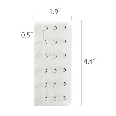 Women 3 Rows 6 Hooks Adjustable Brassiere Eye Tape Strap Extender 3 Pcs White