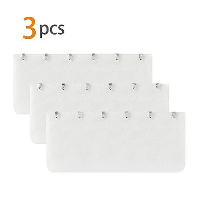 Women 3 Rows 6 Hooks Adjustable Brassiere Eye Tape Strap Extender 3 Pcs White