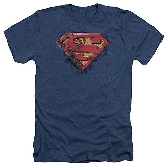 Superman Rusted Shield Adult Heather T-shirt