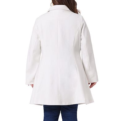 Women's Plus Size Elegant A Line Notched Lapel Double Breasted Pea Coats