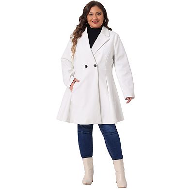 Women's Plus Size Elegant A Line Notched Lapel Double Breasted Pea Coats