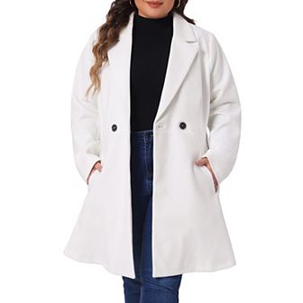 Women's Plus Size Elegant A Line Notched Lapel Double Breasted Pea Coats