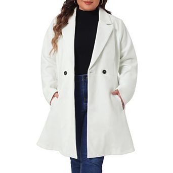 Women's Plus Size Elegant A Line Notched Lapel Double Breasted Pea Coats
