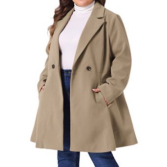 Women's Plus Size Elegant A Line Notched Lapel Double Breasted Pea Coats