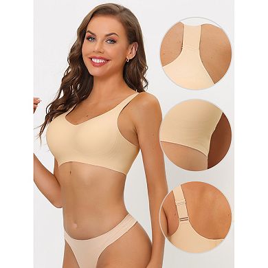 Women's No Show Smooth Comfort Adjustable Wide Straps Wireless Minimizers Bras