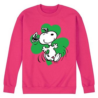 Men's Peanuts Dancing Snoopy Shamrock Fleece Sweatshirt