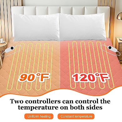 SERWALL Temperature Regulating Quilted Electric Heated Mattress Pad