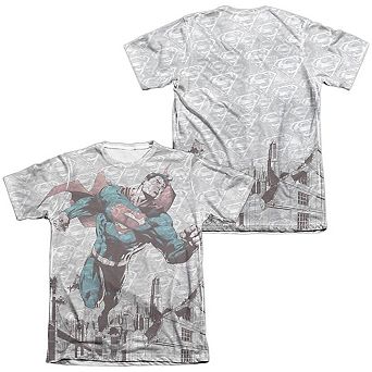 Superman War Zone Adult 65/35 Poly/cotton Short Sleeve T-shirt