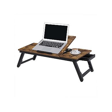 Brown & Black Laptop Table with Adjustable Top