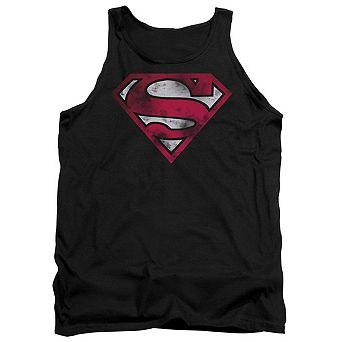 Superman War-torn Shield Adult Tank Top