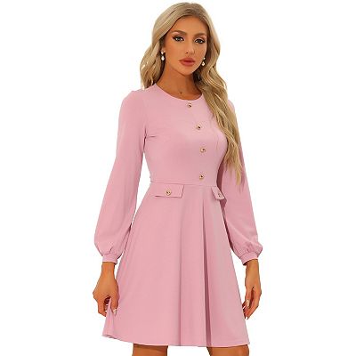 white christmas dresses Berylove Women Dark Purple Work Dress Long Sleeve Bateau Neck Sheath Midi Business Casual Dress, Dark Purple / US12 main image 0