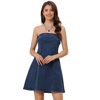 Women's Stapless Sleeveless Denim Dress Mini Dress