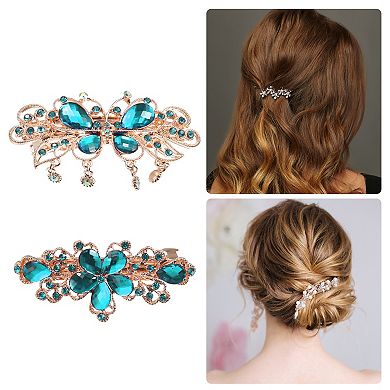 2 Pcs Hair Barrettes Hair Clips Sparkly Rhinestones Hairpin