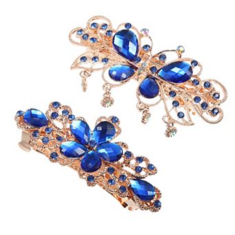 2 pc Hair Barrettes Hair Clips Sparkly Rhinestones Hairpin
