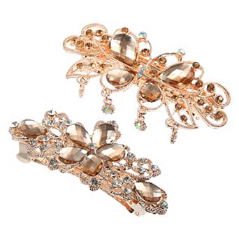 2 pc Hair Barrettes Hair Clips Sparkly Rhinestones Hairpin