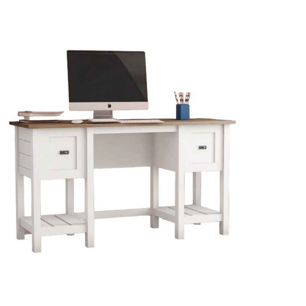 Gracious Living Mini 2 Drawer Desk Organizer with Organizational Flip Top, White