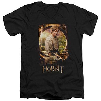 The Hobbit Bilbo Poster Short Sleeve Adult V Neck T-shirt